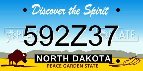 592Z37 North Dakota License Plate