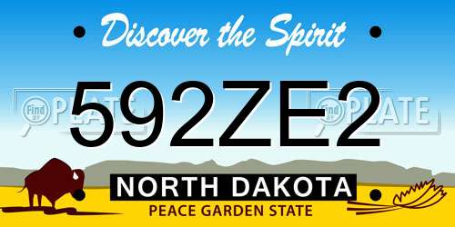 592ZE2 North Dakota License Plate