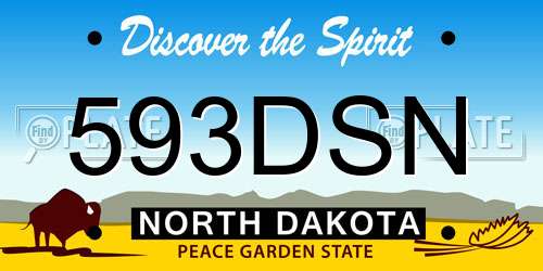 593DSN North Dakota License Plate