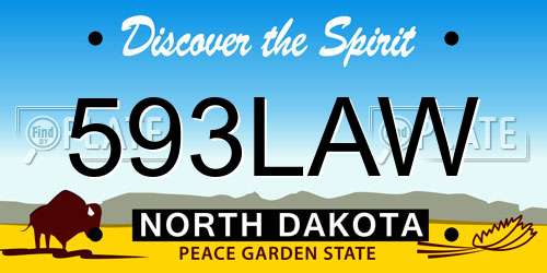 593LAW North Dakota License Plate