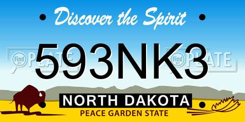 593NK3 North Dakota License Plate