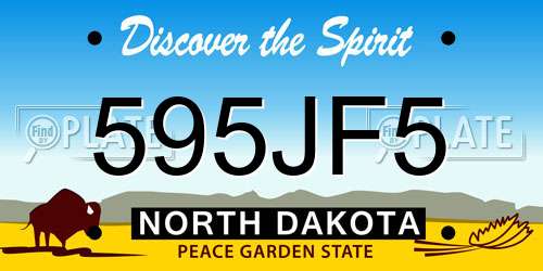 595JF5 North Dakota License Plate