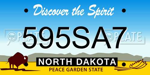 595SA7 North Dakota License Plate