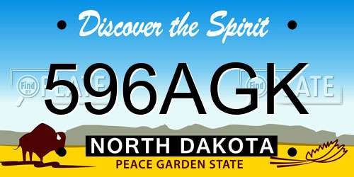 596AGK North Dakota License Plate