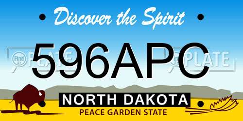 596APC North Dakota License Plate