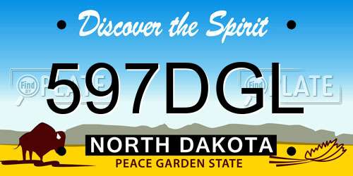 597DGL North Dakota License Plate