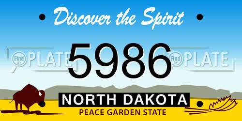 5986 North Dakota License Plate