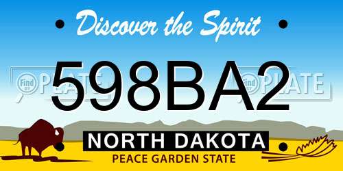 598BA2 North Dakota License Plate