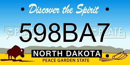 598BA7 North Dakota License Plate