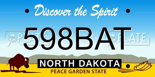 598BAT North Dakota License Plate