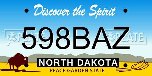 598BAZ North Dakota License Plate