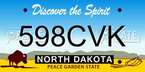 598CVK North Dakota License Plate