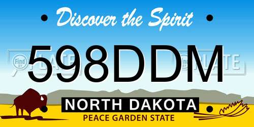 598DDM North Dakota License Plate