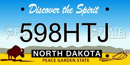 598HTJ North Dakota License Plate