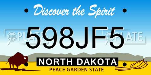 598JF5 North Dakota License Plate
