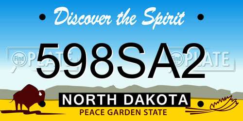 598SA2 North Dakota License Plate
