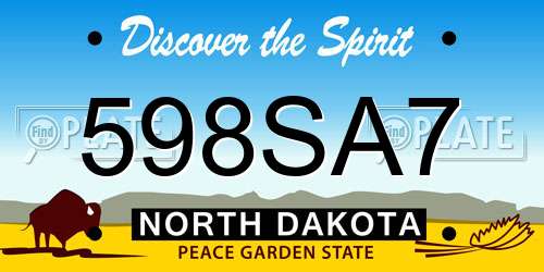 598SA7 North Dakota License Plate