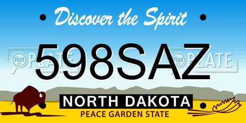 598SAZ North Dakota License Plate