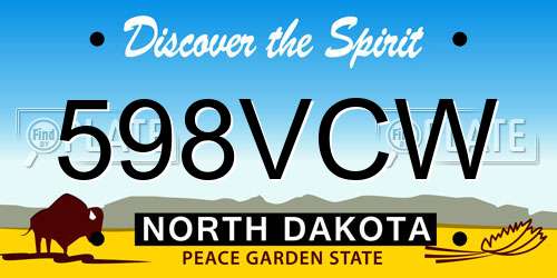 598VCW North Dakota License Plate