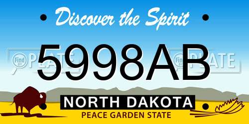 5998AB North Dakota License Plate