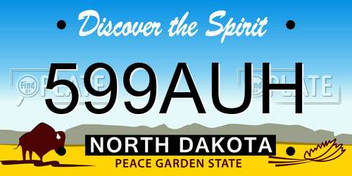 599AUH North Dakota License Plate