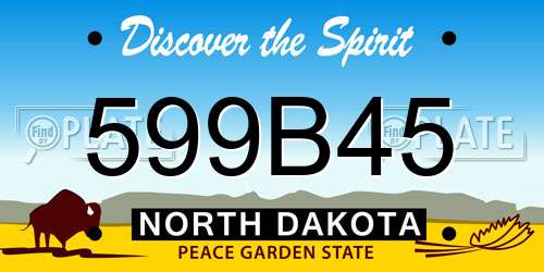 599B45 North Dakota License Plate