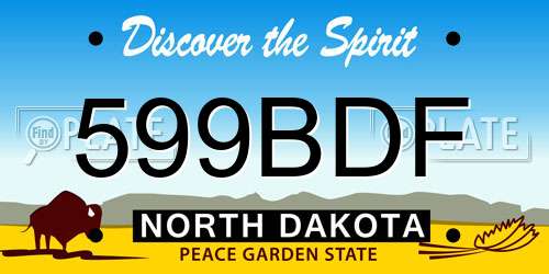599BDF North Dakota License Plate