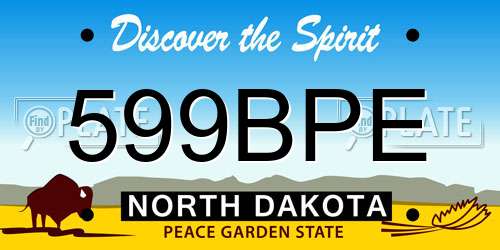 599BPE North Dakota License Plate