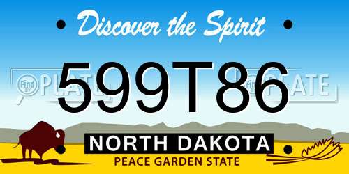 599T86 North Dakota License Plate