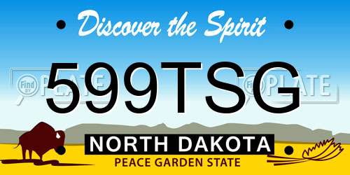 599TSG North Dakota License Plate