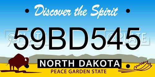 59BD545 North Dakota License Plate