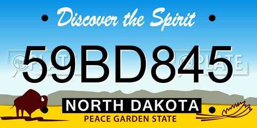 59BD845 North Dakota License Plate