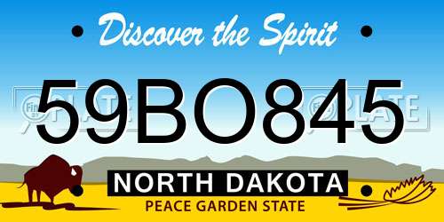 59BO845 North Dakota License Plate