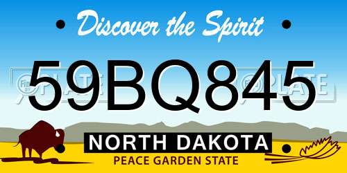 59BQ845 North Dakota License Plate
