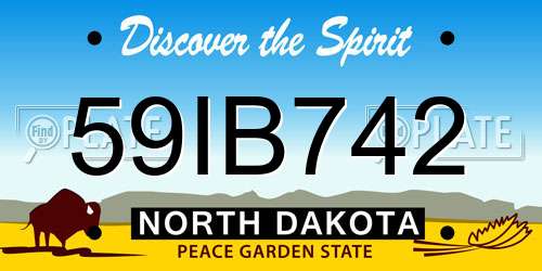 59IB742 North Dakota License Plate