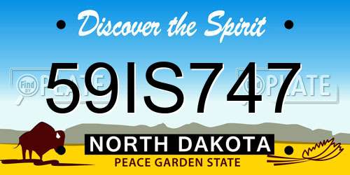 59IS747 North Dakota License Plate