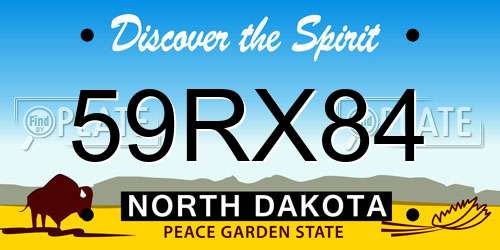 59RX84 North Dakota License Plate