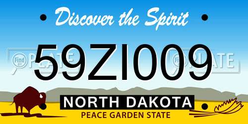 59ZI009 North Dakota License Plate