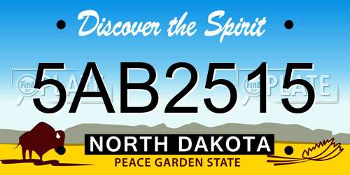 5AB2515 North Dakota License Plate