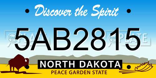 5AB2815 North Dakota License Plate