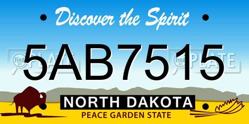 5AB7515 North Dakota License Plate