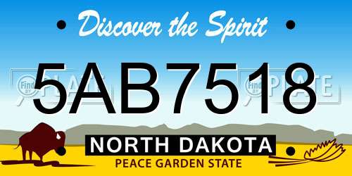 5AB7518 North Dakota License Plate