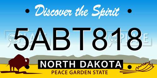 5ABT818 North Dakota License Plate