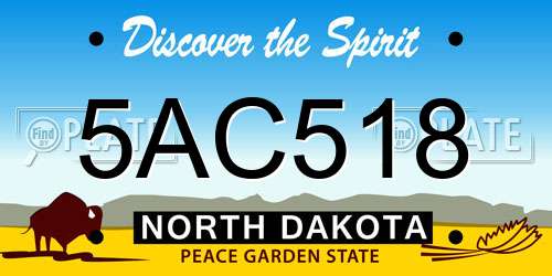 5AC518 North Dakota License Plate