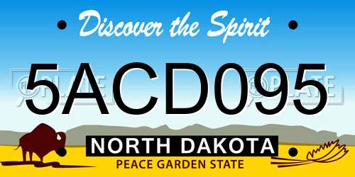 5ACD095 North Dakota License Plate