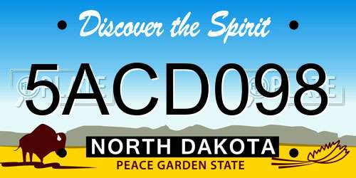 5ACD098 North Dakota License Plate