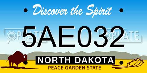 5AE032 North Dakota License Plate