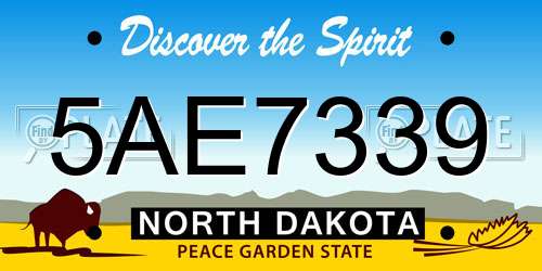 5AE7339 North Dakota License Plate