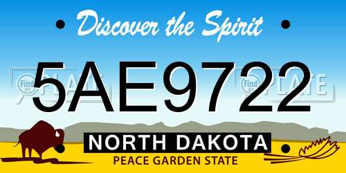 5AE9722 North Dakota License Plate
