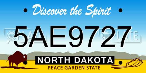 5AE9727 North Dakota License Plate